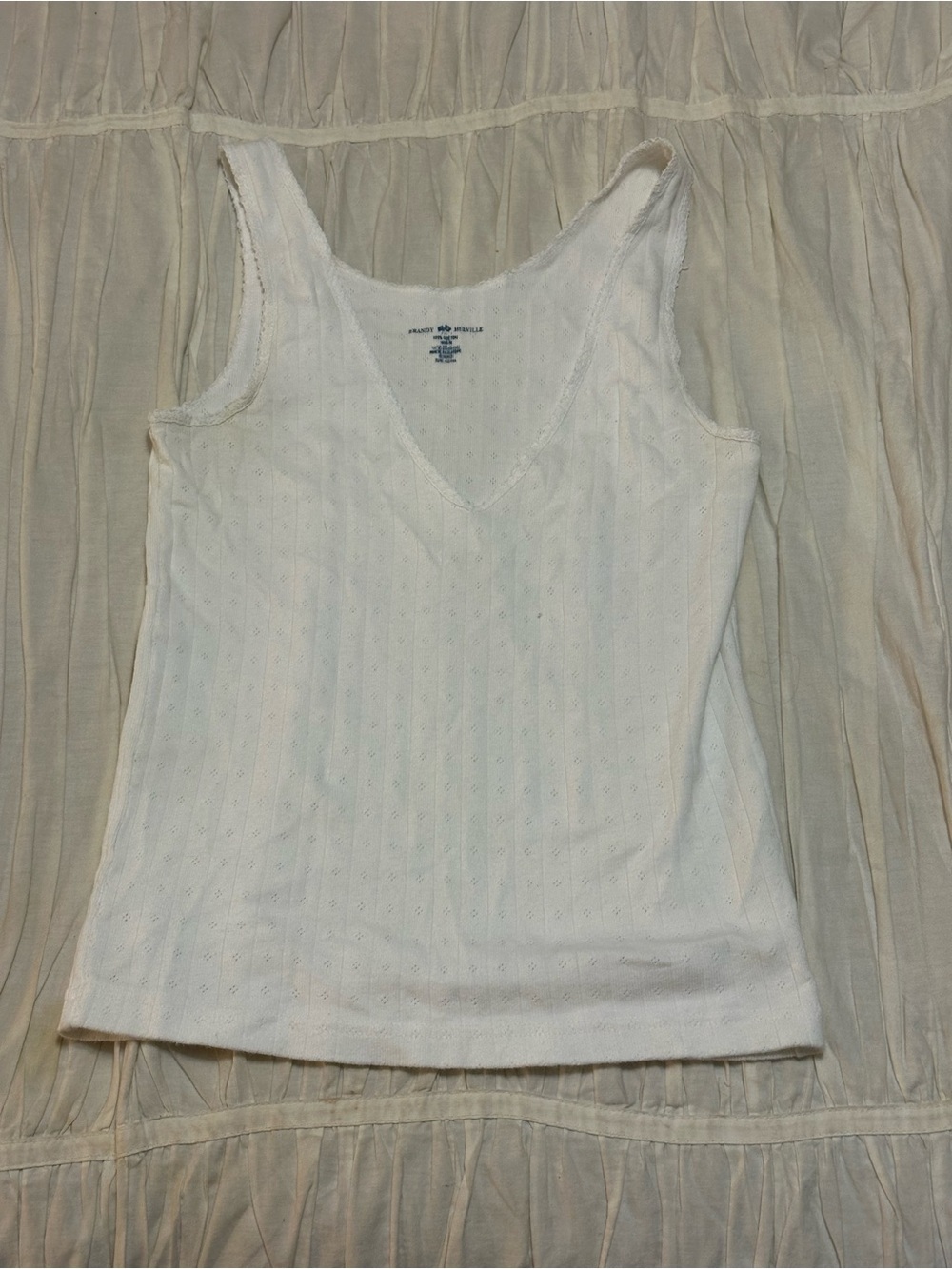 Brandy Melville White V-Neck Tank Top